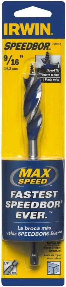 Irwin SPEEDBOR Tri Flute Wood Drill Bit, 9/16-In