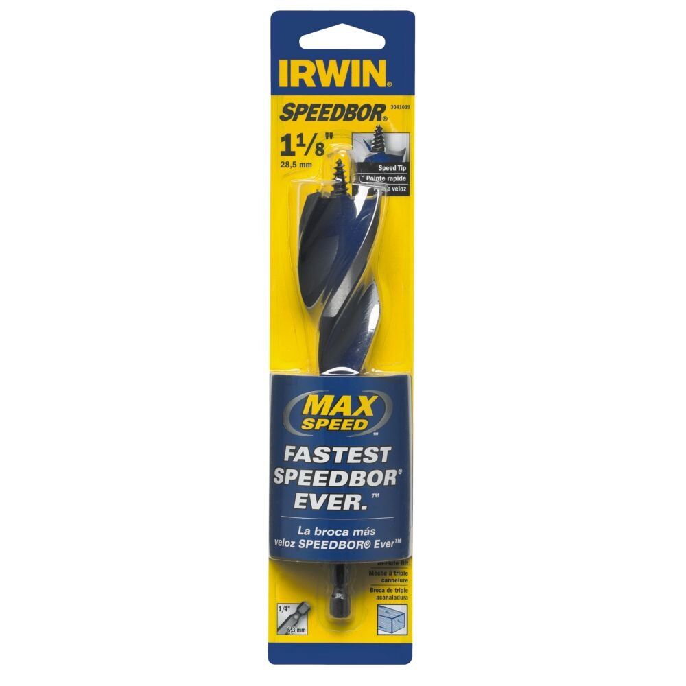 Irwin Speedbor Max Tri Flute Wood Drill Bit, 1 1/8-In x 6-In