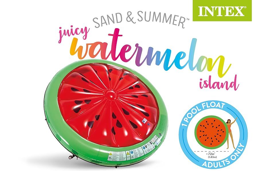 Intex Sand & Summer Juicy Watermelon Island Float, 6-Ft