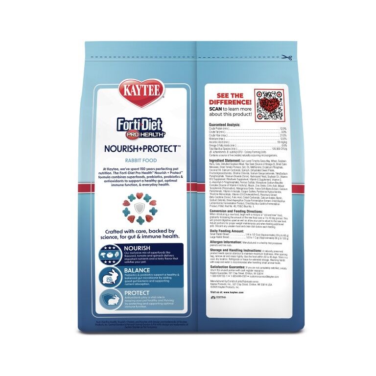 Kaytee Forti-Diet Pro Health Nourish+Protect Adult Rabbit Food, 5-Lb