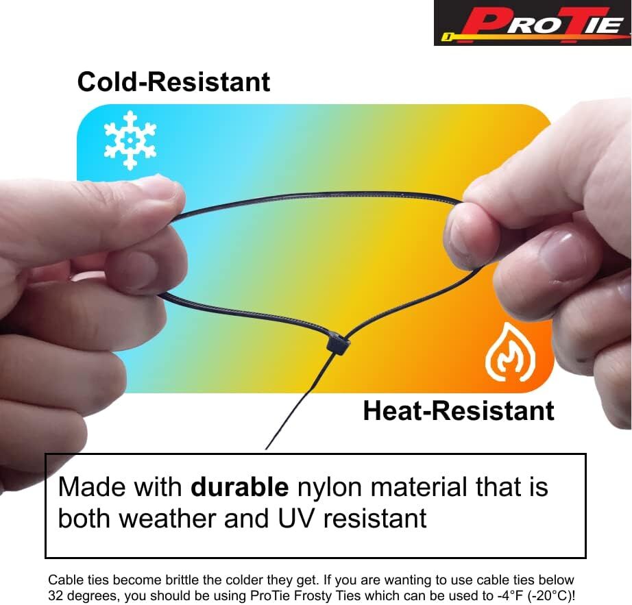Pro Tie Black Standard Duty 50-Lb Tensile Strength 8-In Cable Ties, 25-Pk