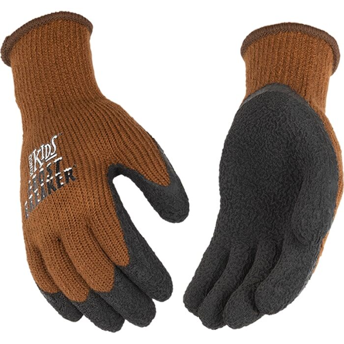 Kinco Kids' Frost Breaker Thermal Knit Shell And Foam Latex Palm Gloves in Brown