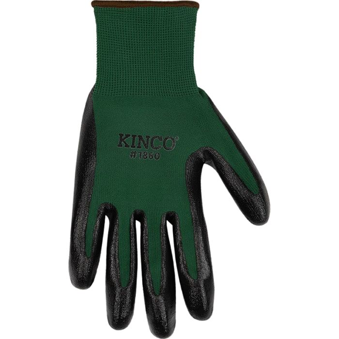 Kinco Polyester Knit Shell And Nitrile Palm Gloves 2-Pk in Dark Green