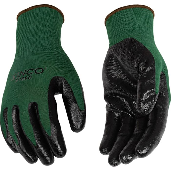 Kinco Polyester Knit Shell And Nitrile Palm Gloves 2-Pk in Dark Green