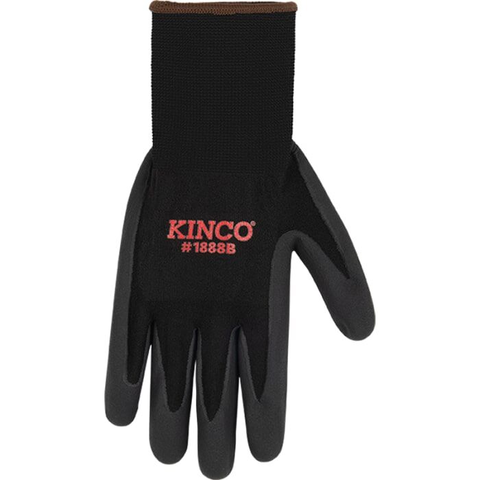 Kinco Nylon-Spandex Knit Shell And CoolCoat Micro-Foam Nitrile Palm Gloves in Black