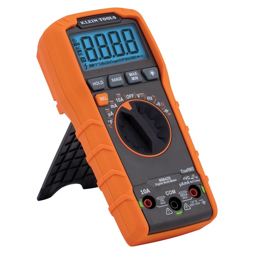 Klein Tools Digital Multimeter, TRMS Auto-Ranging, 600V, Temp