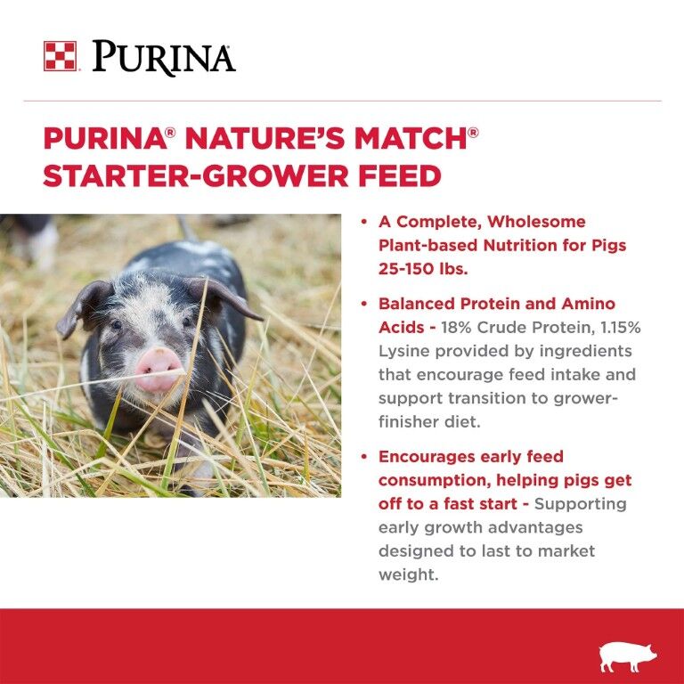 Purina Nature's Match Starter-Grower Pig Feed, 50-Lb