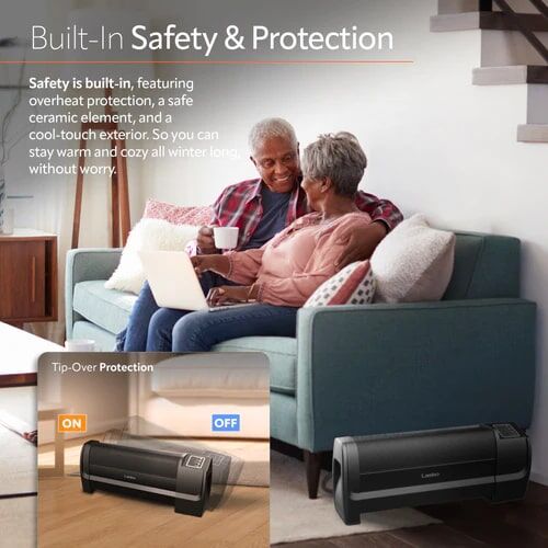 Lasko Black Low Profile Space Heater With Electronic Display, 1500-Watt