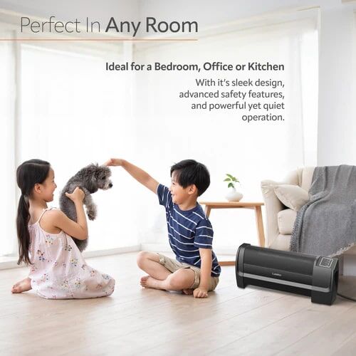 Lasko Black Low Profile Space Heater With Electronic Display, 1500-Watt