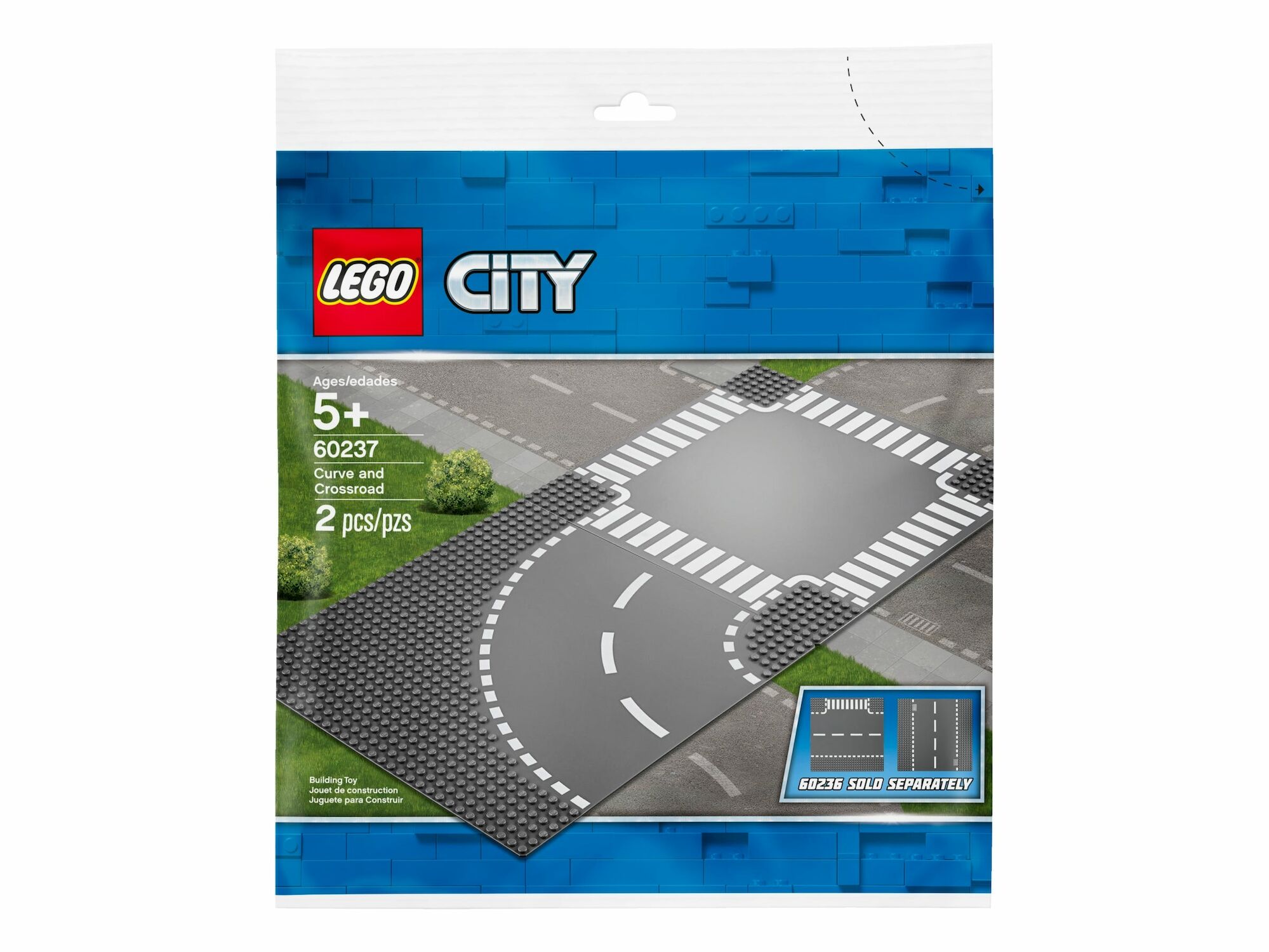 Lego City Curve And Crossroad 60237 Building Kit (2 Pieces)
