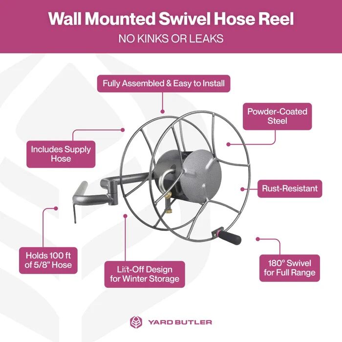 Yard Butler Wall Mounted Swivel Hose Reel