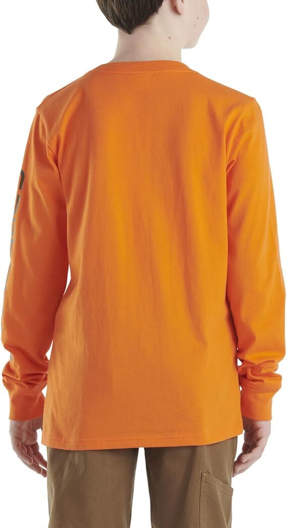 Carhartt Boy's Long Sleeve Crewneck Pocket T-Shirt in Exotic Orange