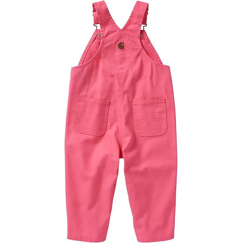 Carhartt Girl's Loose Fit Canvas Bib Overall in Pink Lemonade