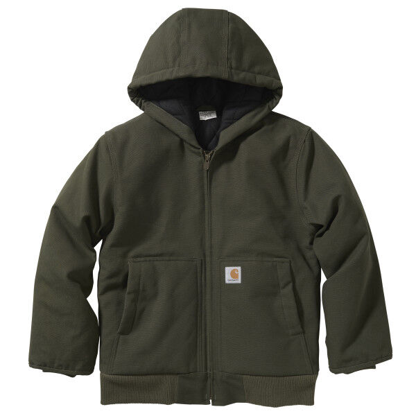 Carhartt Boy's Canvas Insulated Hooded Jac in Olive