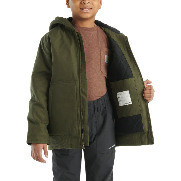 Carhartt Boy's Canvas Insulated Hooded Jac in Olive