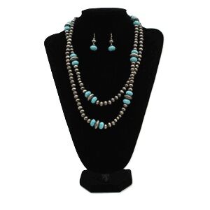 M & F Western Blazin Roxx Silver and Turquoise Bead Set