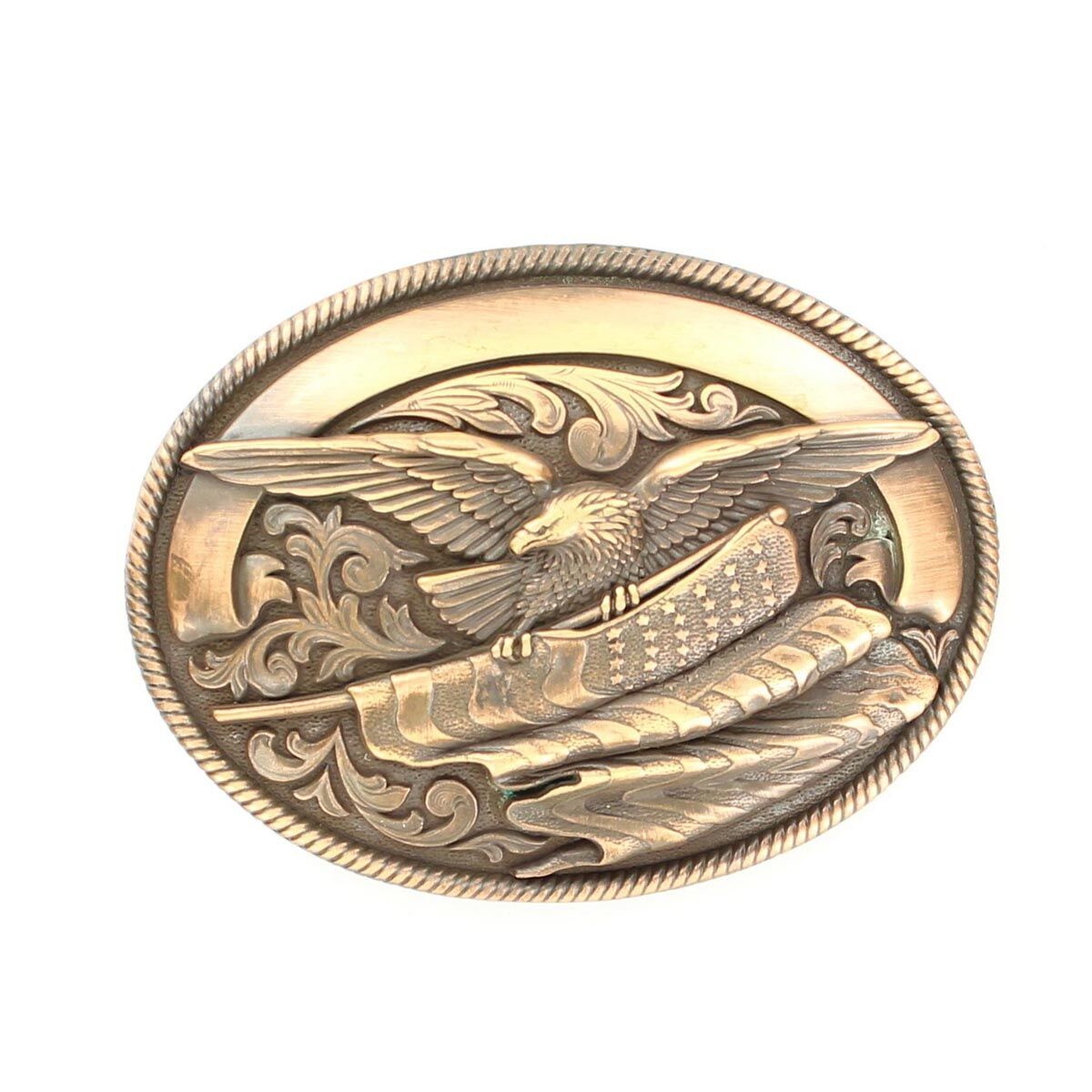 Oval Edg Eagle Flag Buckle