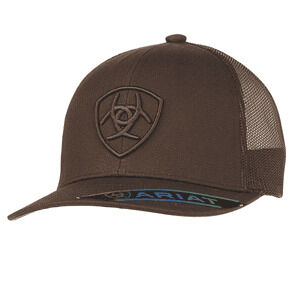 M & F Western Men's Ariat Embroidered Ariat Shield Logo Cap in Brown