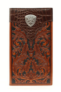 M & F Western Men's  Oak Embossed Rodeo Wallet