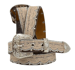 M & F Western Girl's Lace Leather Belt in Brown