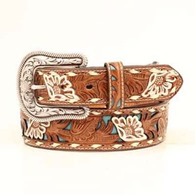 Nocona Tooled StrapBelt in Brown