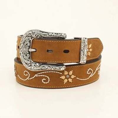 Nocona Women's Floral Leather Belt in Brown