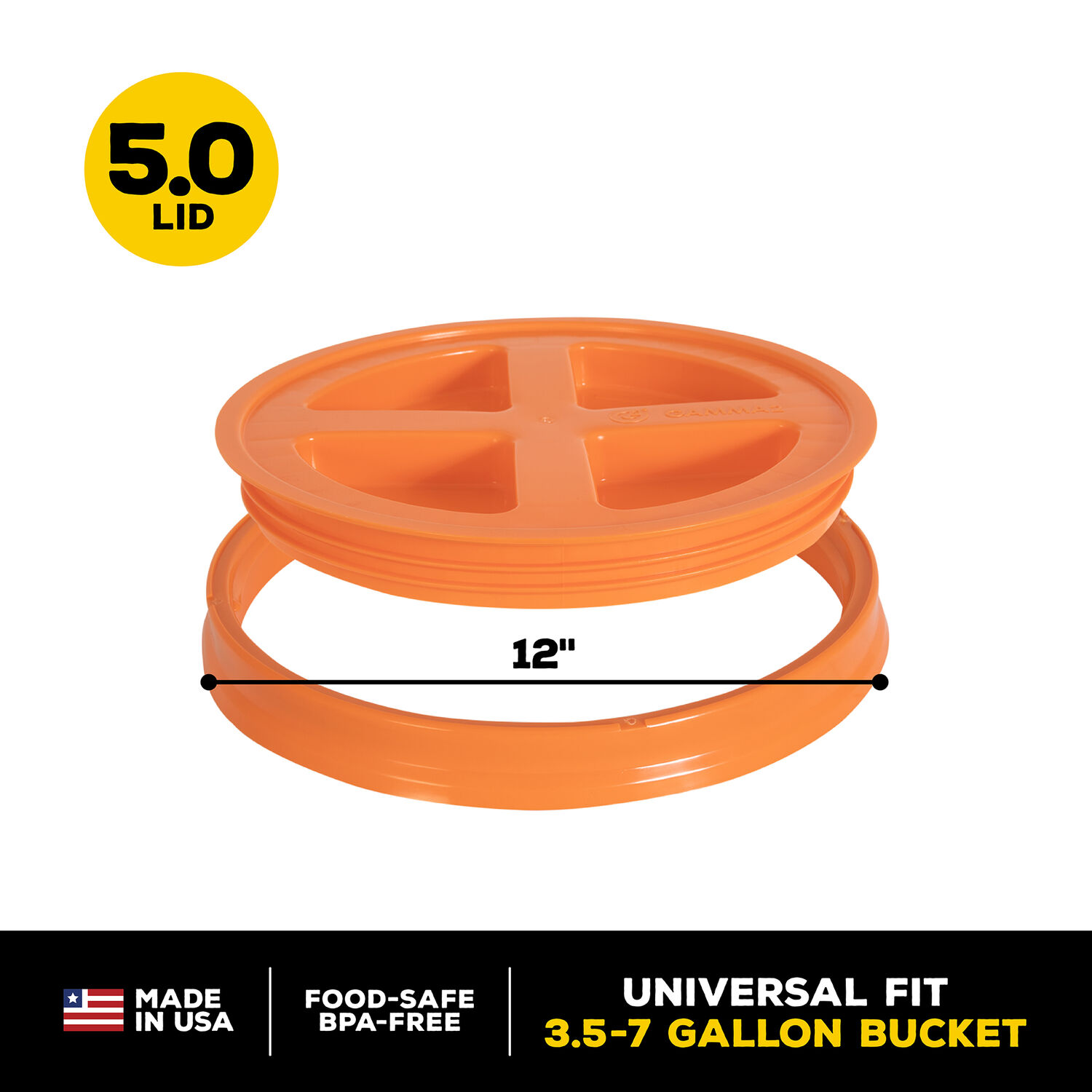 GAMMA2 Gamma Seal Lid For 5 Gallon Bucket - Orange, 5 gal