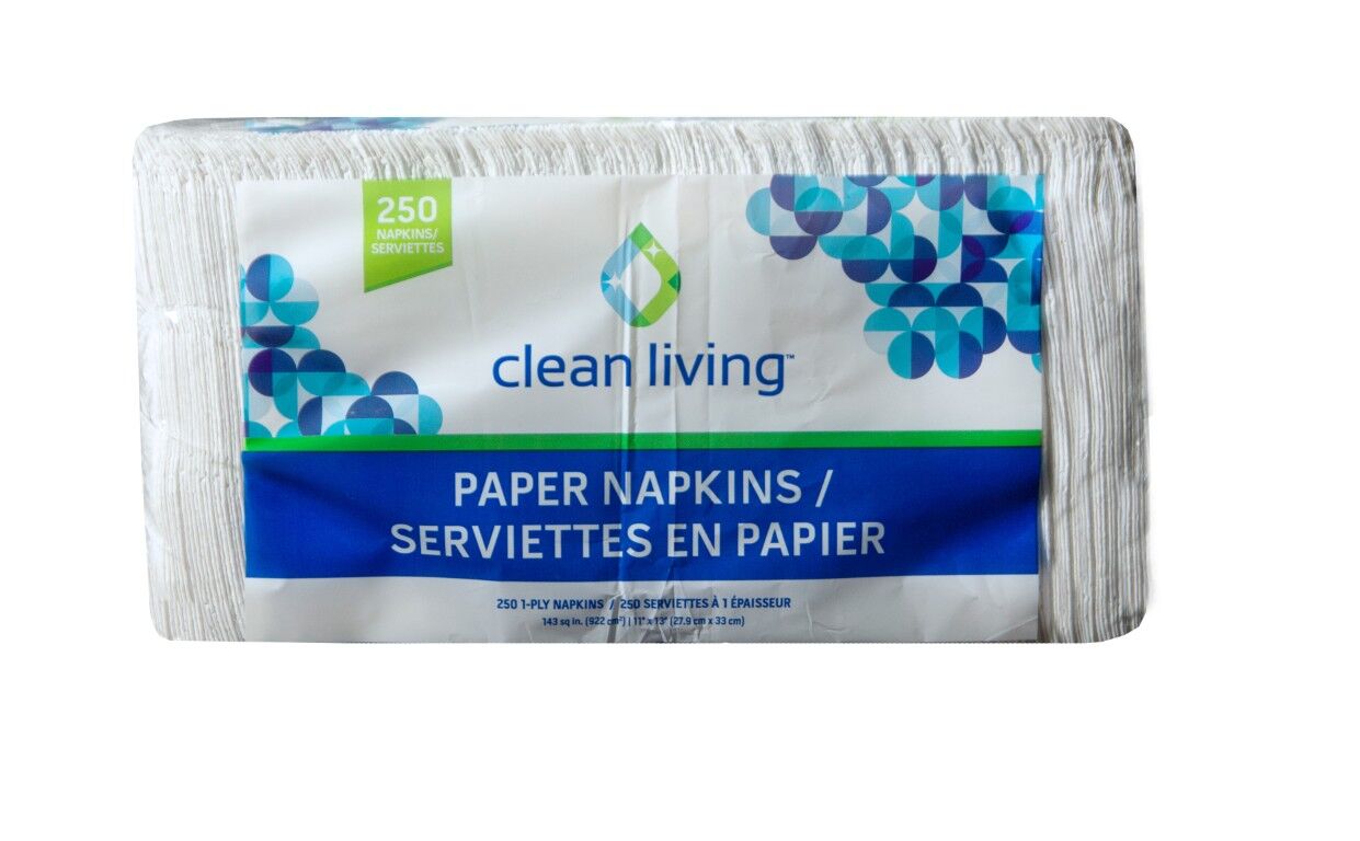 Clean Living 1-Ply Paper Napkins, 250-Ct