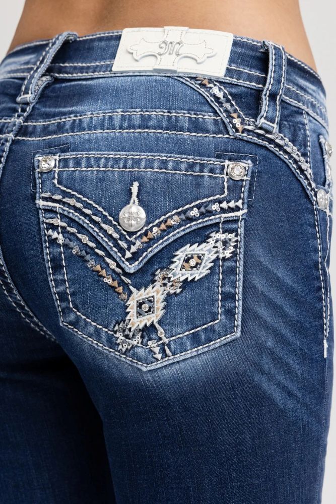 Miss Me Women's Nyah Cross Stitched Bootcut Jeans