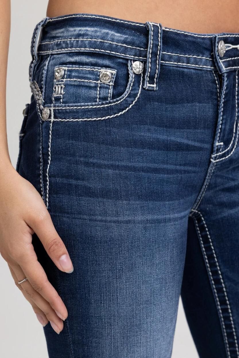 Miss Me Women's Nyah Cross Stitched Bootcut Jeans