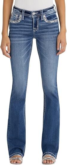 Miss Me Women's Desert Diamond Dust Mid Rise Bootcut Jeans