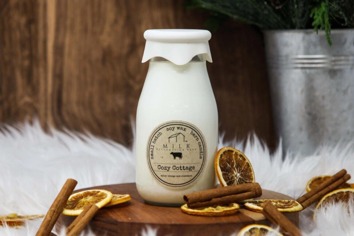 Milk Reclamation Barn Barn Wood Milk Bottle Candle, 13-Oz