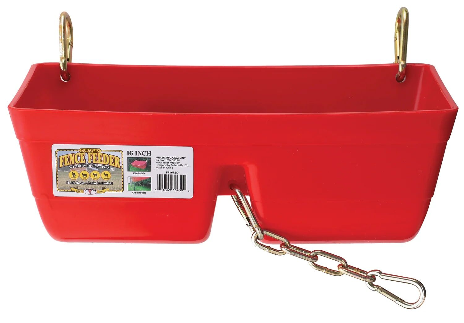Miller Manufacturing Company Red Fence Feeder With Clips 16-In