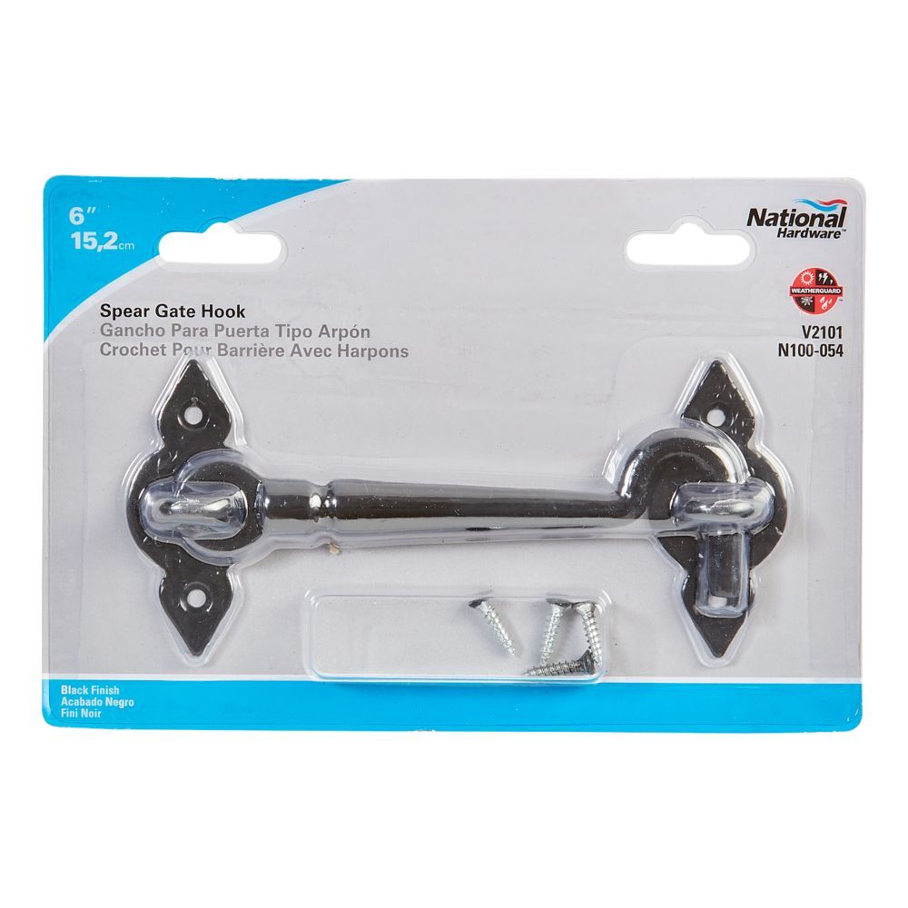 National Hardware Black Spear Gate Hook, 6-In