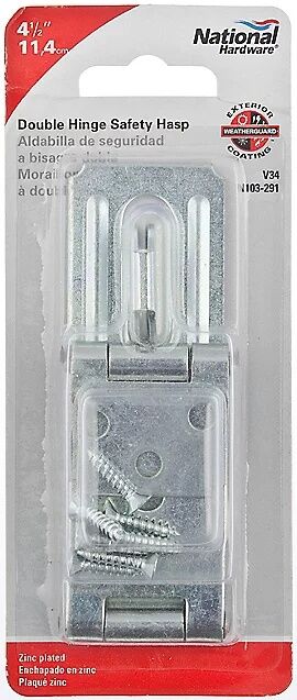 National Hardware Zinc Plated Double Hinges Safety Hasp, 4 1/2-In