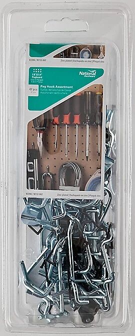 National Hardware Zinc Plated Peg Hooks Assortment, 71-Pc