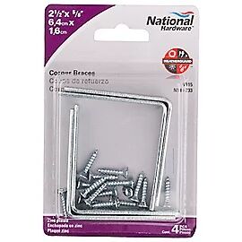 National Hardware Zinc Plated Corner Brace, 2 1/2 X 5/8-In