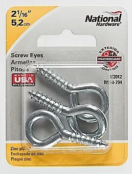 National Hardware Zinc Plated Screw Eyes, #104, 2-1/16-In