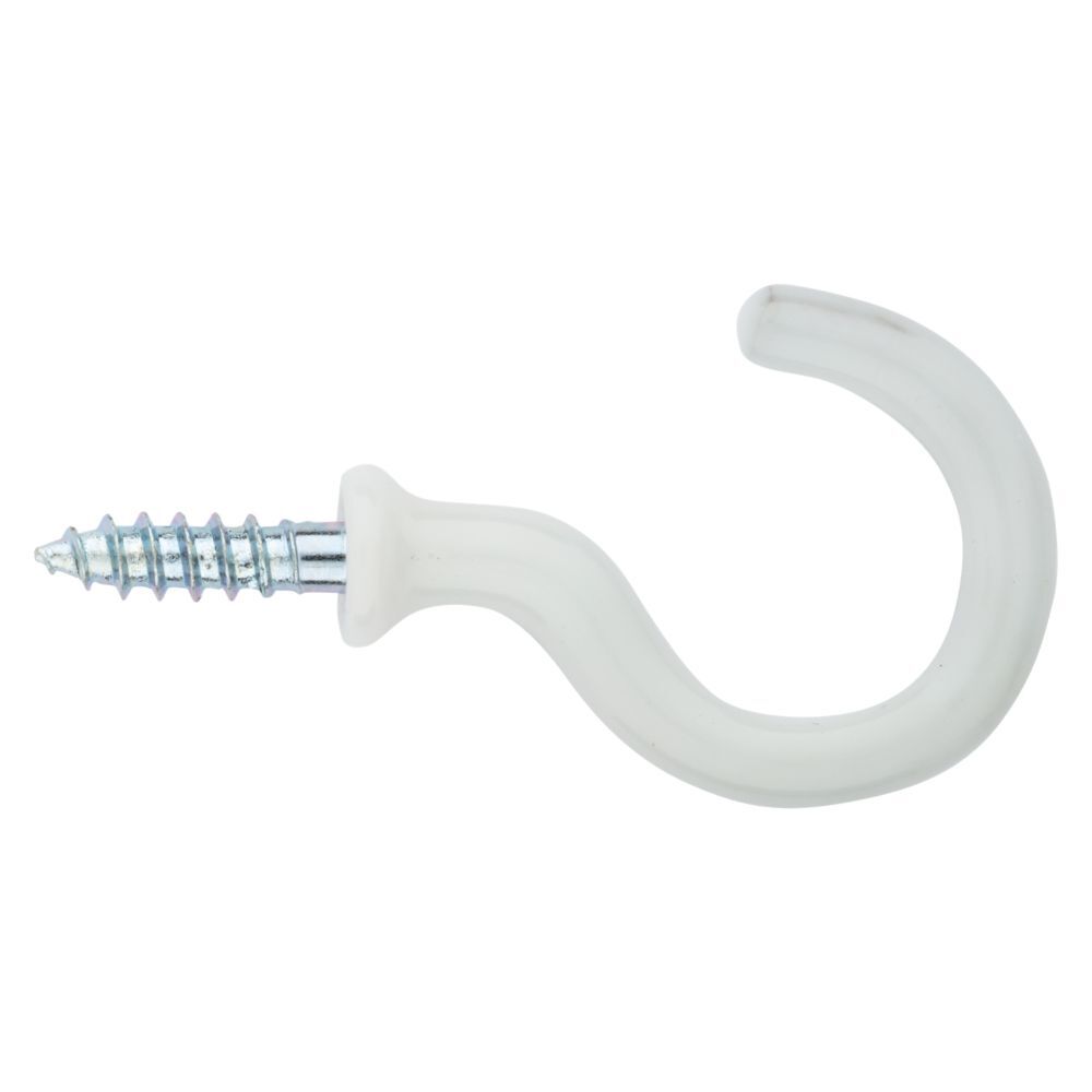 National Hardware White Vinyl Cup Hooks, 1-In, 30-Pk