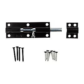 National Hardware Black Barrel Bolt, 6-In