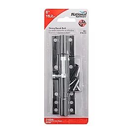 National Hardware Black Barrel Bolt, 6-In