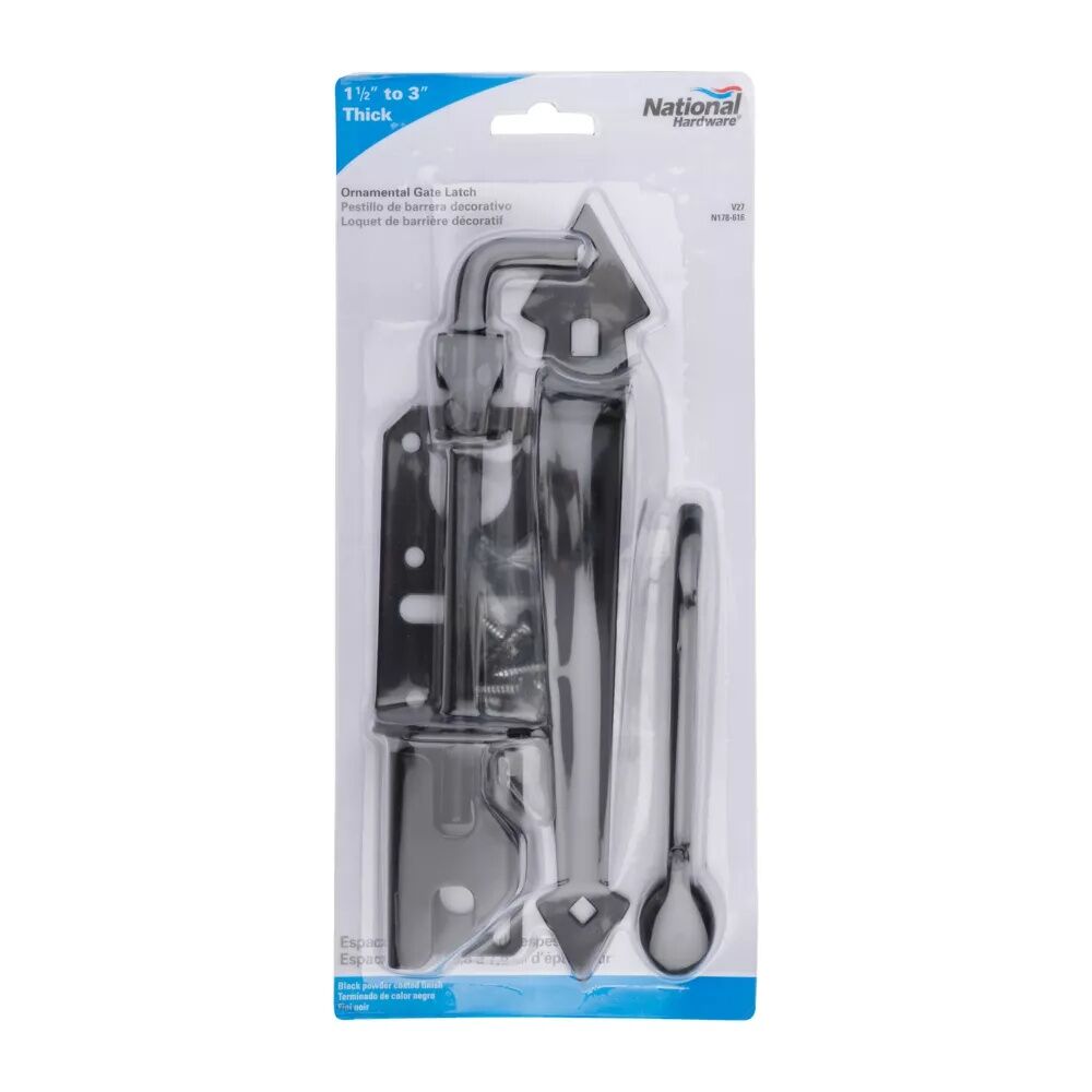 National Hardware Ornamental Black Gate Latch, 3-In