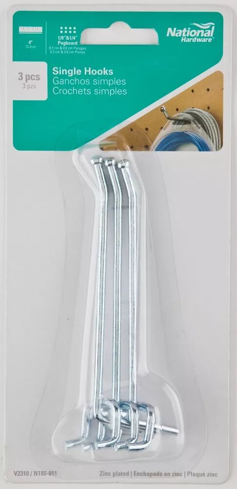 National Hardware Zinc Plated Single Hook, 4-In