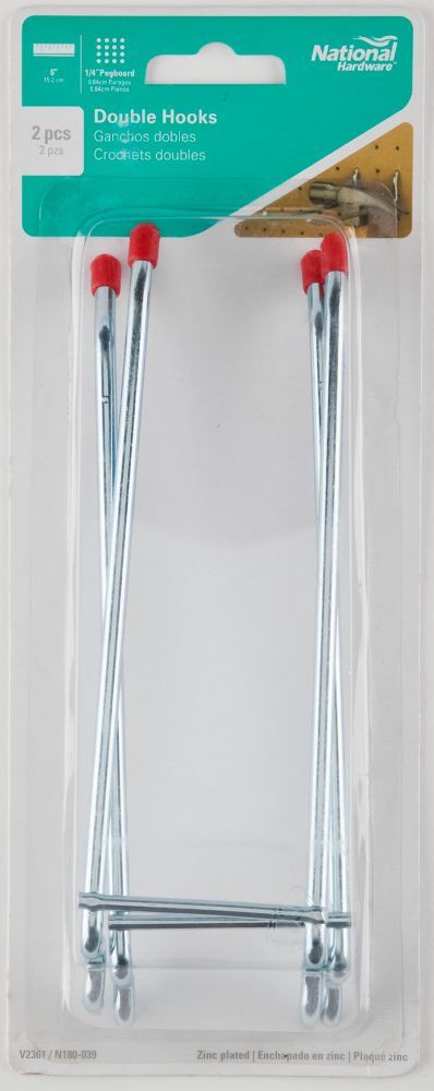 National Hardware Zinc Plated Double Hooks, 6-In, 2-Pk