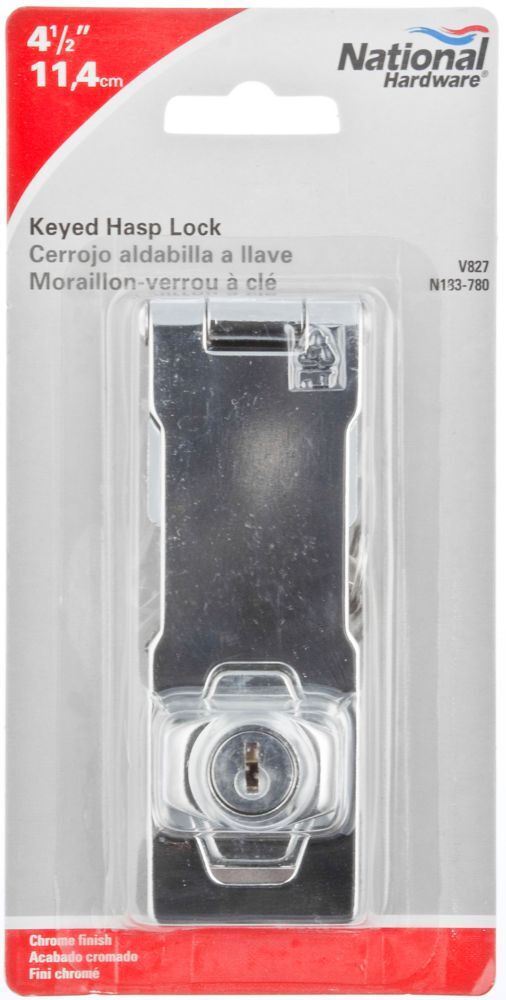 National Hardware Chrome Keyed Hasp Lock, 4 1/2-In