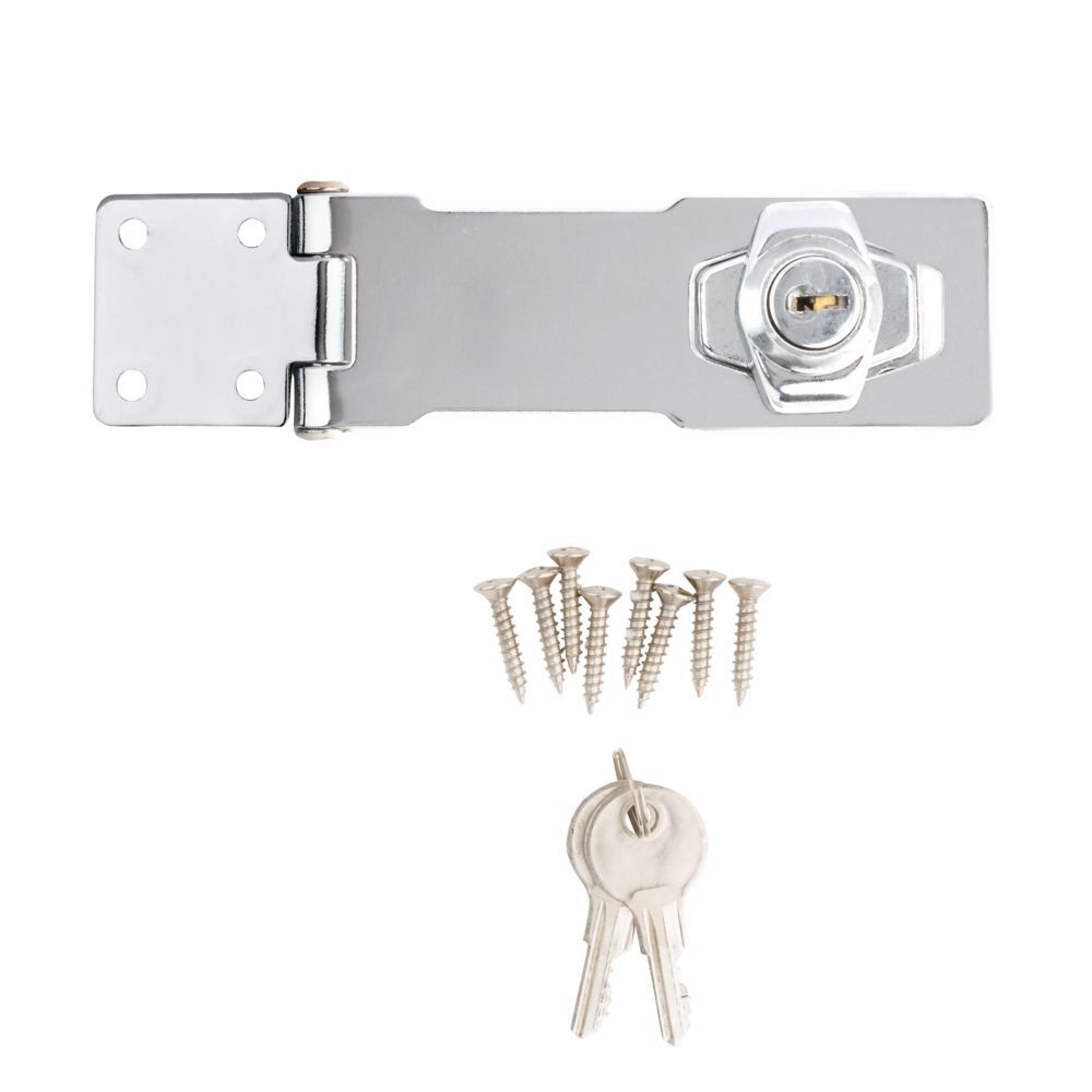 National Hardware Chrome Keyed Hasp Lock, 4 1/2-In