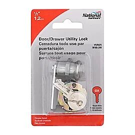 National Hardware Chrome Door/Drawer Utility Lock, 1/2-In