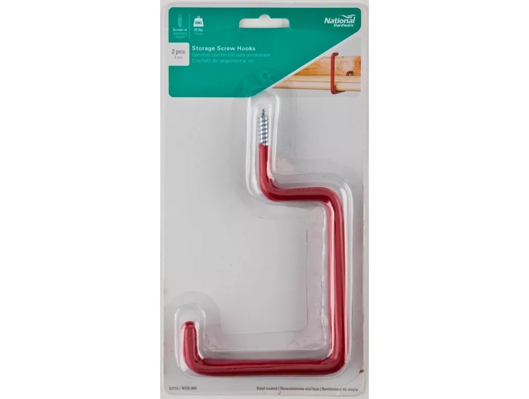 National Hardware Vinyl Red Storage Screw Hook