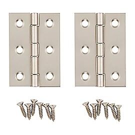 National Hardware Satin Nickel Hinge, 2 X 1 3/8-In
