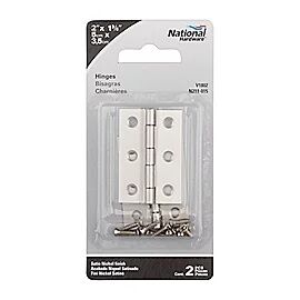 National Hardware Satin Nickel Hinge, 2 X 1 3/8-In